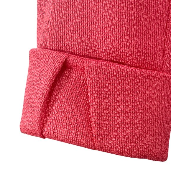 Tahari Hot Pink Short Jacket Textured 3 Button Size 10 Collar Cuffs Jackie-O Chi - Picture 6 of 14